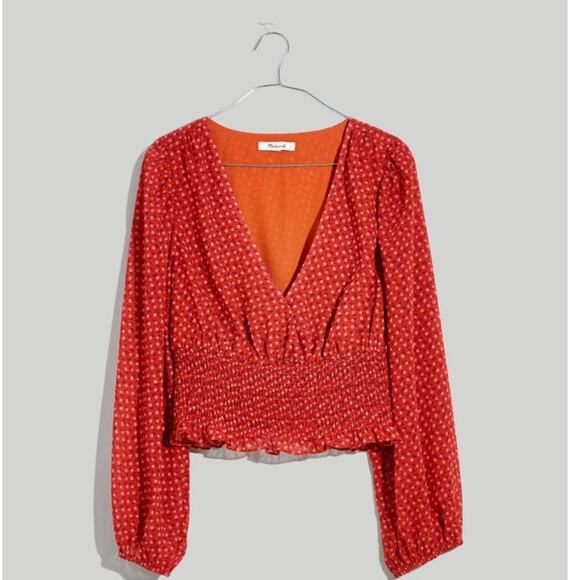 NWT! MADEWELL Julianne Smocked-Waist Top - Picture 14 of 14